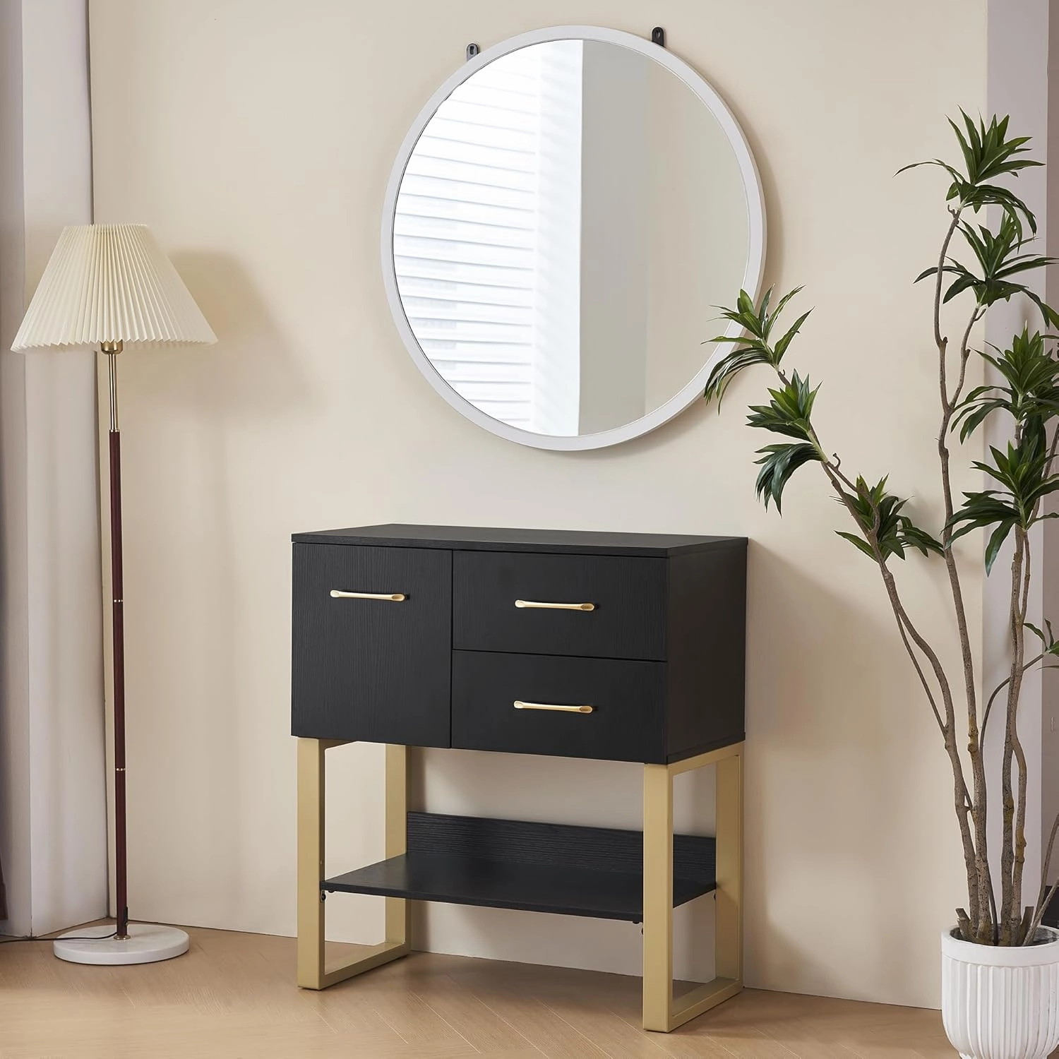 BarberPub Beauty Barber Station, Spa Wall Mount Storage Cabinet, Styling Salon Equipment for Hair Stylist, Bathroom Dresser with Drawers & Shelf 3185 (Black)