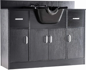 BarberPub Multi-Functional Shampoo Backwash Sink Station with Shampoo Bowl for Hair Stylist, Salon Spa Beauty Cabinet with Faucet Sprayer, Barber Storage Equipment 45.3" x 14.1'' x 36.4" 7139 equipment cabinet,AV gear cabinet,component enclosur