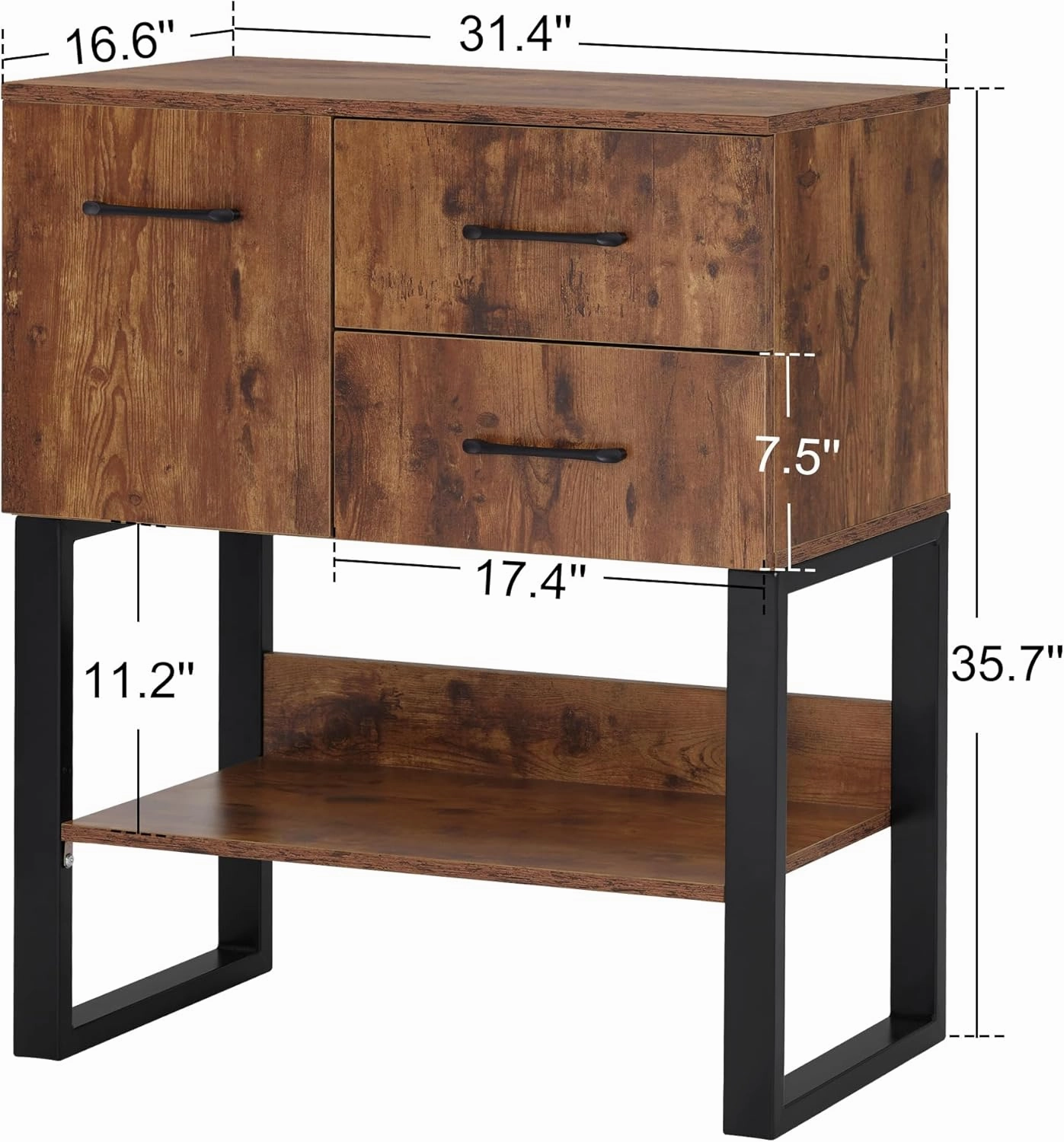 BarberPub Styling Barber Station, Wall Mount Storage Cabinet, Salon Equipment for Hair Stylist, Spa Beauty Makeup Organizer, Bathroom Dresser with Drawers & Shelf 3185 (Brown & Black)