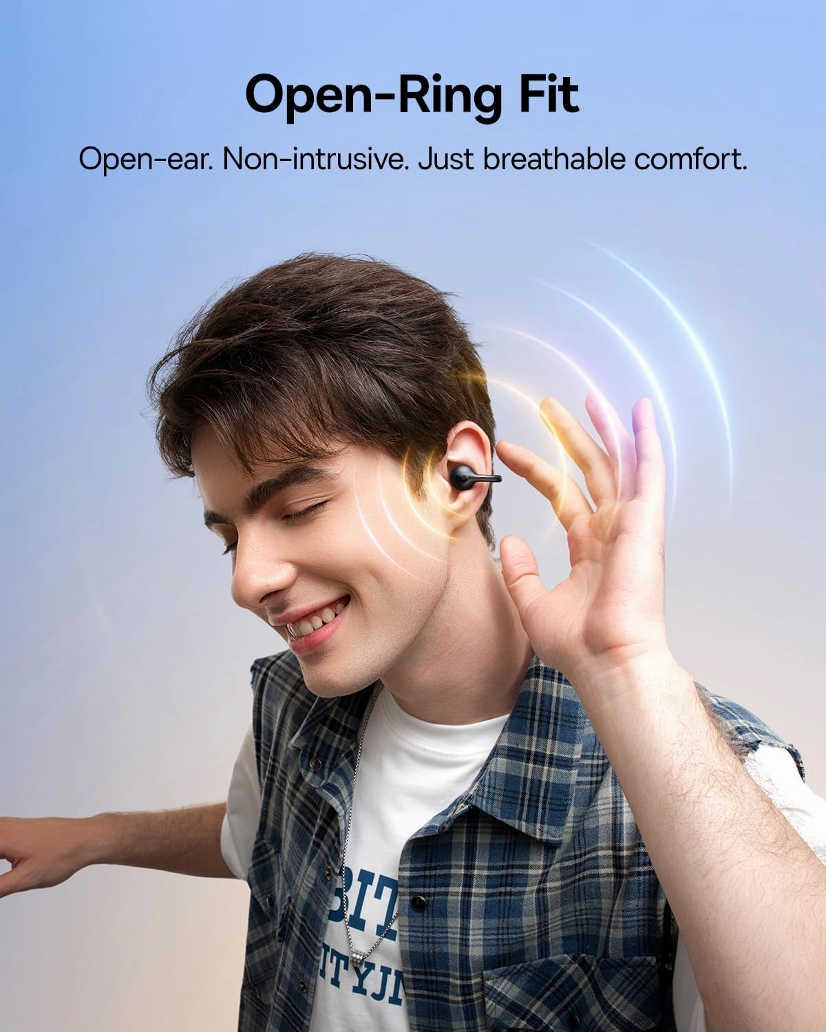 Baseus Bass BC1 Open Ear Earbuds Clip-On Headphones, Open-Ring Comfort with Tri-Curve Snug Clip, Powerful Sound with SuperBass, 4-Mic Clear Calls, IP55 Waterproof, 38H Playtime, Lightweight
