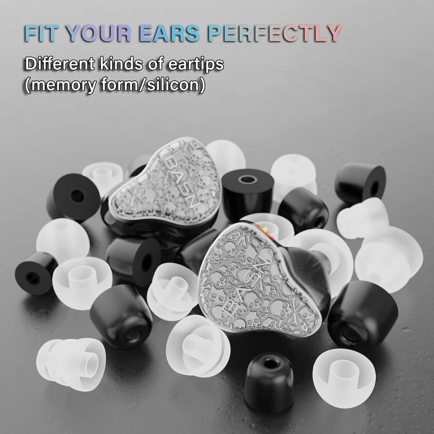 BASN Bmaster5 in Ear Monitors, 1DLC Diaphragm 4BA 5 Drivers IEM Earphones with Silver-Plated OFC Cable, Noise Isolation Wired Earbuds for Musicians (Silver)