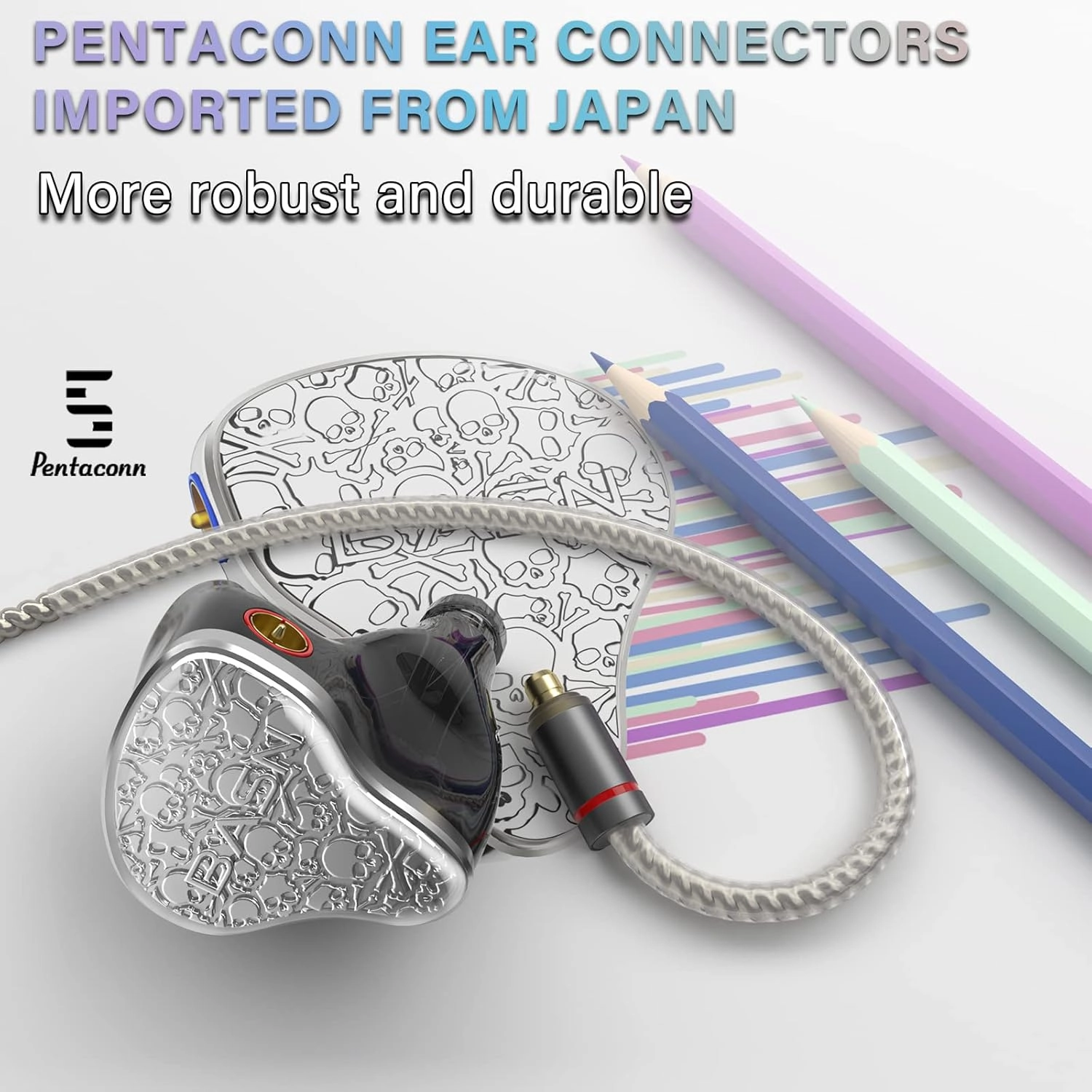 BASN Bmaster5 in Ear Monitors, 1DLC Diaphragm 4BA 5 Drivers IEM Earphones with Silver-Plated OFC Cable, Noise Isolation Wired Earbuds for Musicians (Silver)