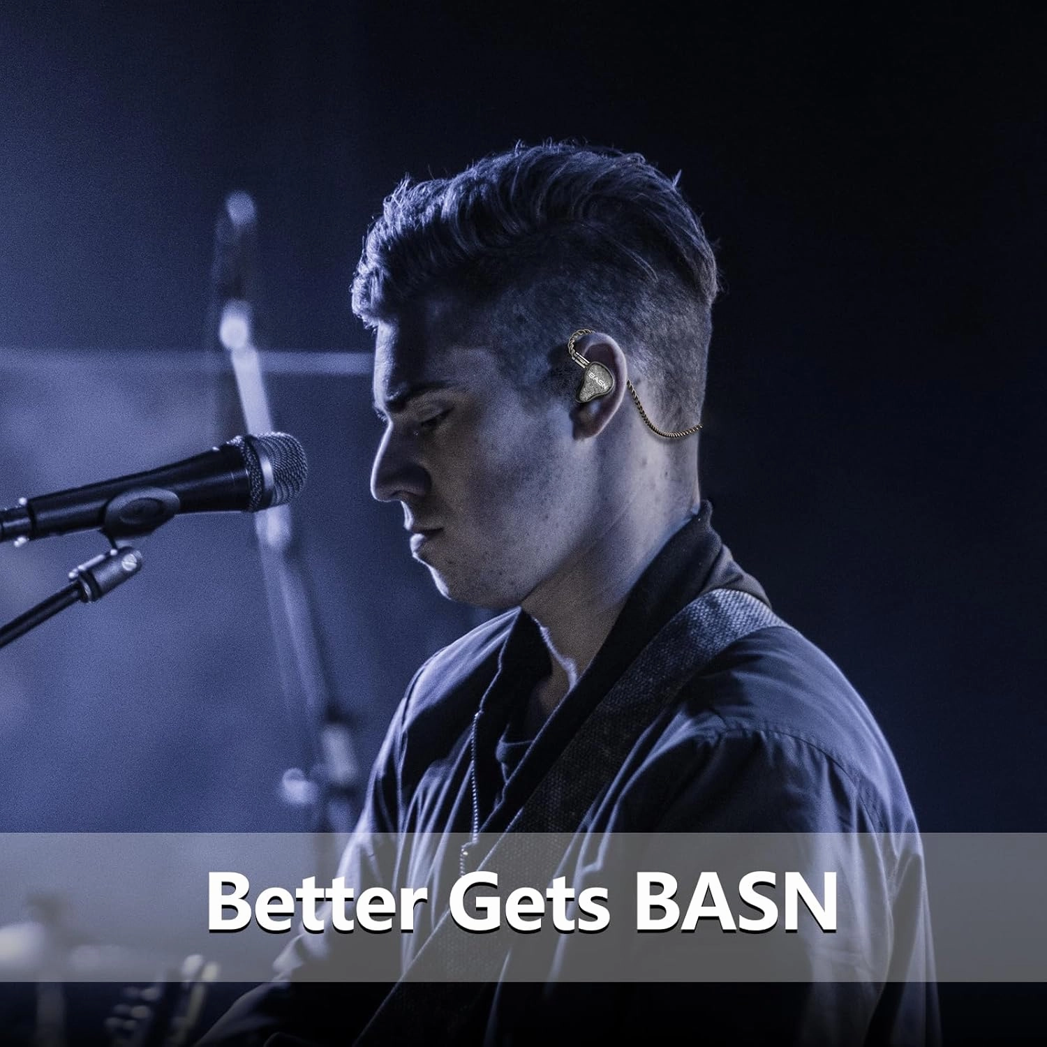 BASN Bmaster5 in Ear Monitors, 5 Drivers Drummer Headphones with Powerful Bass, Noise Isolation IEM Earbuds with Detachable MMCX Sliver-Plated OFC Cable for Musicians (Midnight Black, MMCX)