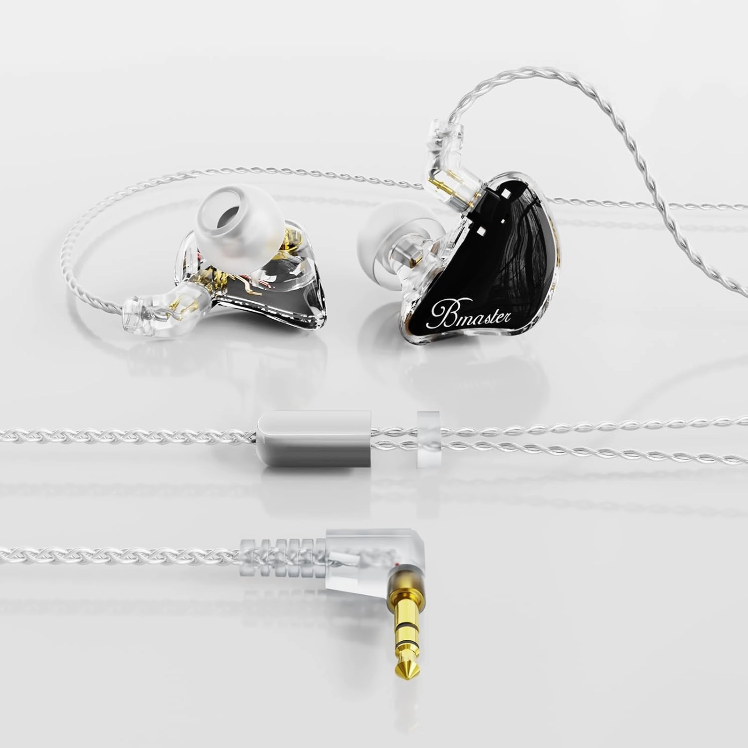 BASN Bmaster 2-Pin Triple Drivers in Ear Monitor Headphone with Two Detachable Cables Fit in Ear Suitable for Audio Engineer, Musician (Black)