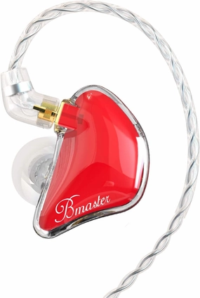 BASN Bmaster in Ear Monitor Musician Headphones Triple Drivers Dynamic Earbuds Sound Isolating Earphones with Two Detachable Audio & Mic Cables (Red) audiophile headphones,high-end headphones,studio over-ear,