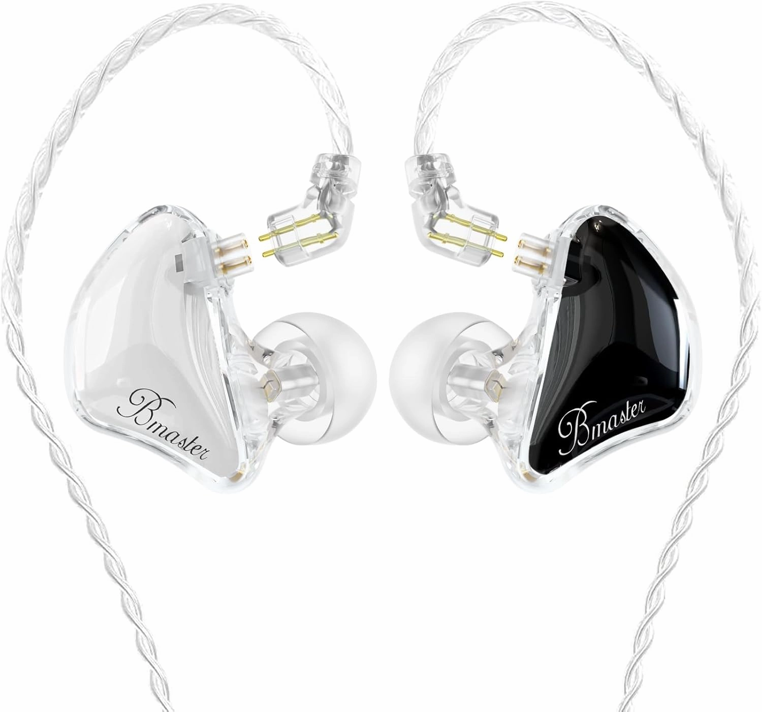 BASN Bmaster Triple Driver in-Ear Monitors Headphones with Powerful Deep Bass, HiFi Stereo IEM Earphones with Upgraded Detachable 2-Pin Cables for Musicians (White/Black, 2-Pin) in-ear monitors,hi-fi IEMs,studio earphones,