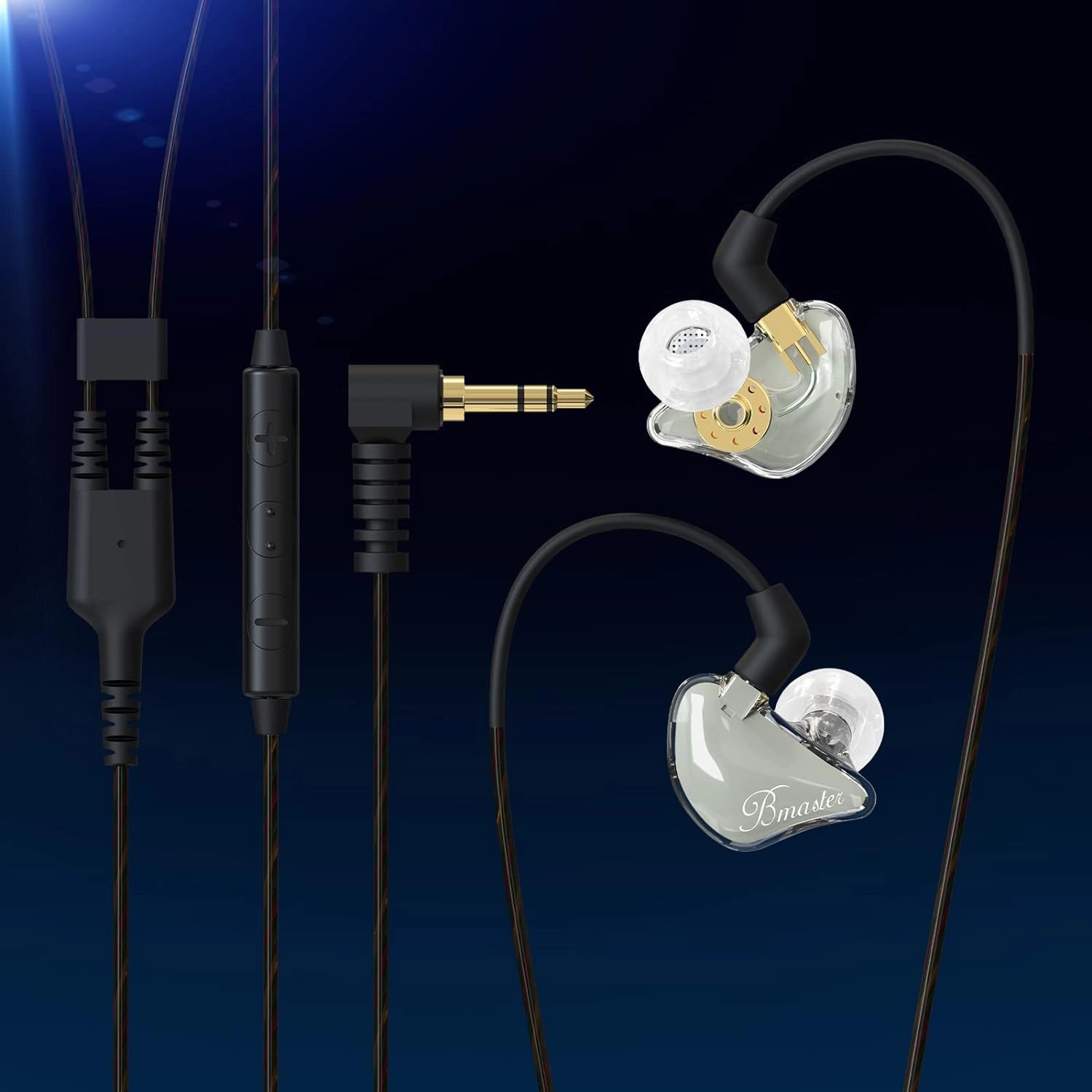 BASN Bmaster Triple Drivers in Ear Monitor Headphone with Two Detachable Cables Fit in Ear Suitable for Audio Engineer, Musician (Grey)
