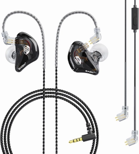 BASN Bsinger Professional in Ear Monitor Headphones, Dual Drivers 2-Pin IEM Earbuds with Mic, Clear Sound HiFi Earphones for Musicians Drummers and Stage (Black, 2-Pin) in-ear monitors,hi-fi IEMs,studio earphones,