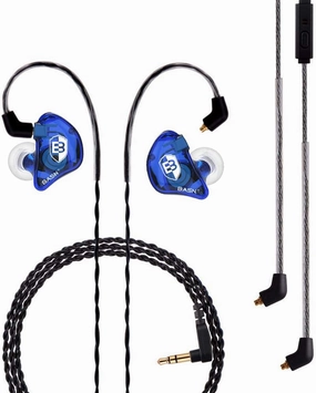 BASN in Ear Monitor Headphones for Musicians Audiophiles Drummers, Bsinger Pro Noise Isolating Earbuds with Dual Driver Dynamic Crystal Clear Sound (Pro Clear Blue) in-ear monitors,hi-fi IEMs,studio earphones,