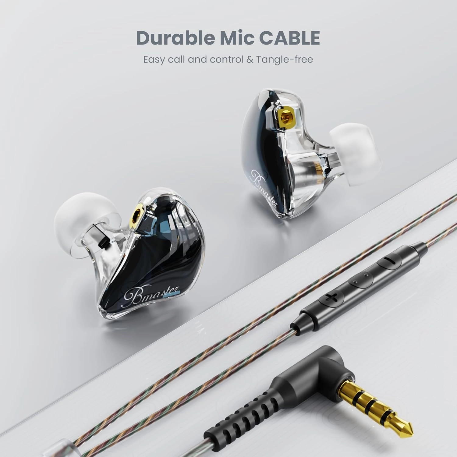 BASN in Ear Monitor Headphones, Triple Driver IEM Earphones with Powerful Bass, Noise Isolation HiFi Stereo Wired Earbuds for Musicians Singers Drummers (Black)