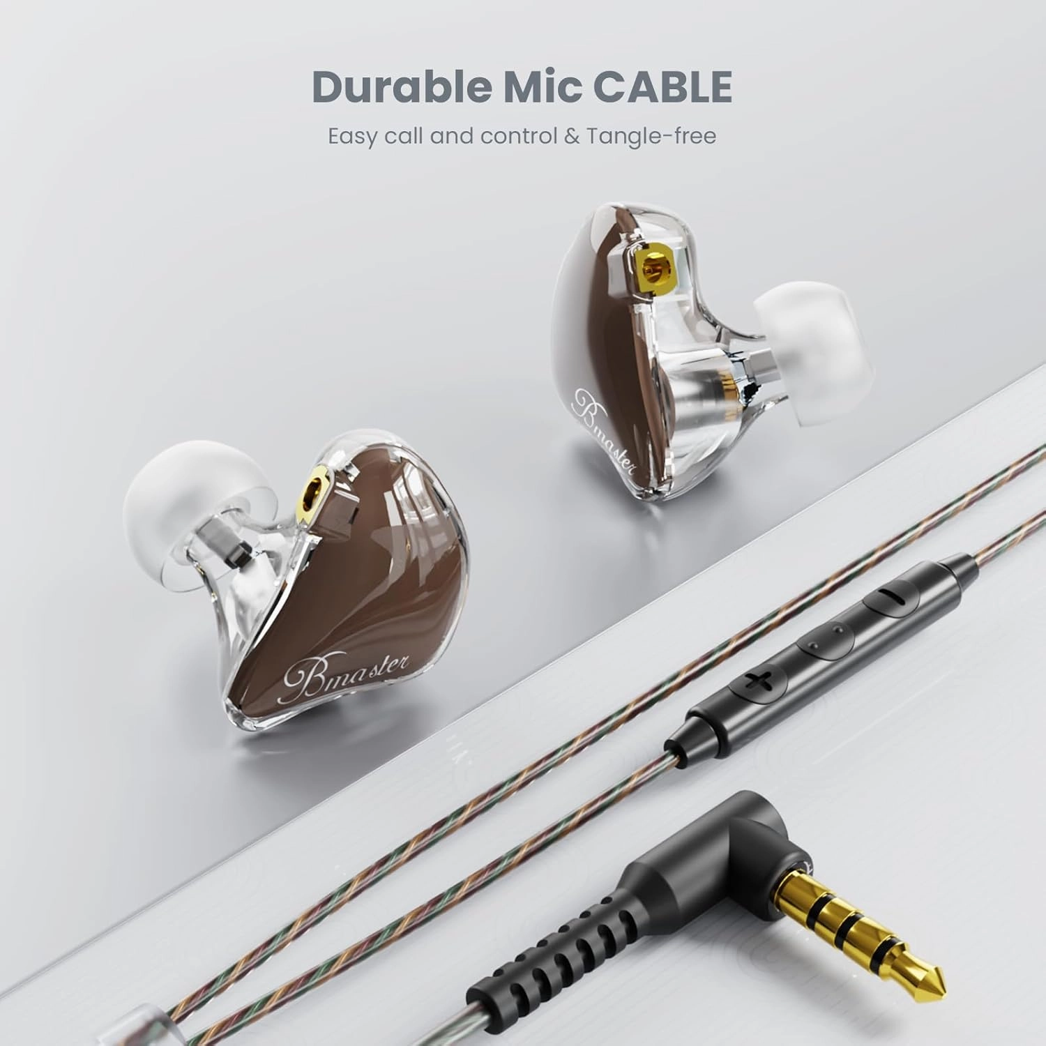 BASN in Ear Monitor Headphones, Triple Driver IEM Earphones with Powerful Bass, Noise Isolation HiFi Stereo Wired Earbuds for Musicians Singers Drummers (Earth)