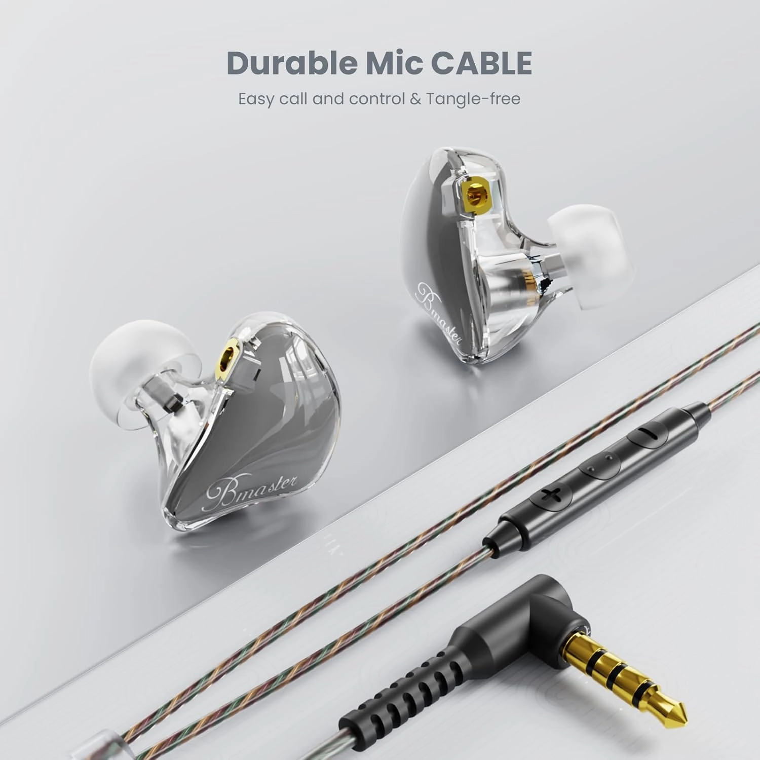 BASN in Ear Monitor Headphones, Triple Driver IEM Earphones with Powerful Bass, Noise Isolation HiFi Stereo Wired Earbuds for Musicians Singers Drummers (Sage Gray)