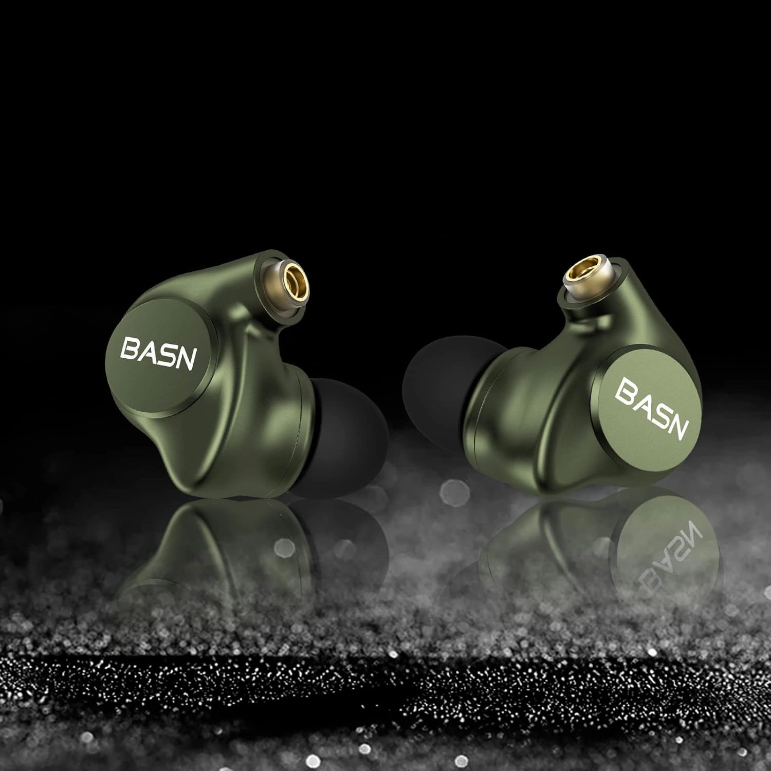 BASN Metalen 4 Drivers in-Ear Monitors Headphones, Noise Isolating IEMs with Deep Bass, for Musicians Singers Drummers Bassists(Metallic Green)