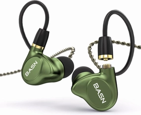 BASN Metalen 4 Drivers in-Ear Monitors Headphones, Noise Isolating IEMs with Deep Bass, for Musicians Singers Drummers Bassists(Metallic Green) in-ear monitors,hi-fi IEMs,studio earphones,