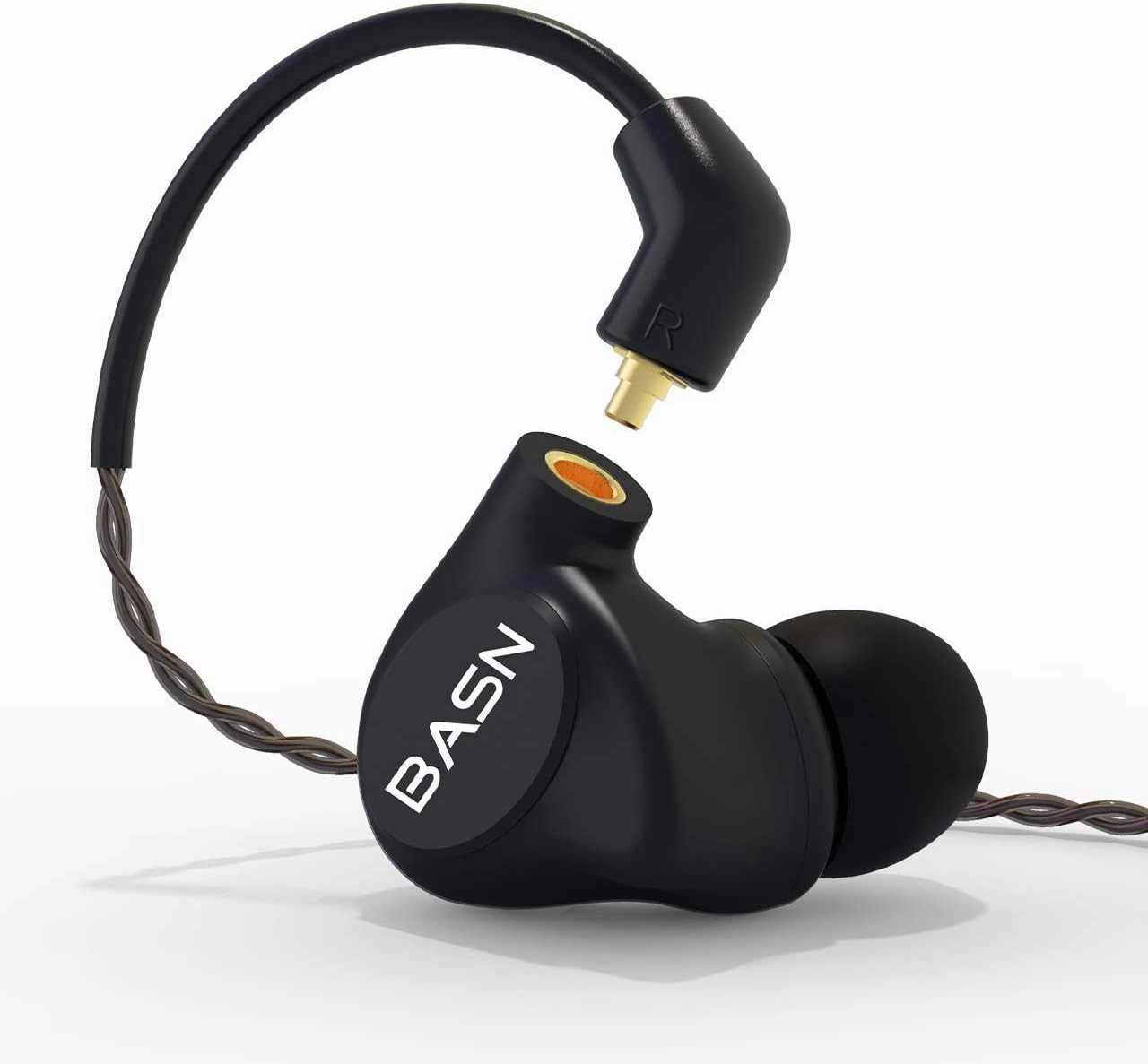 BASN Metalen in-Ear Monitors Headphones,4 Drivers Musicians Noise Isolating IEMs with Deep Bass, Two Detachable MMCX Cables with Case for Singers,Drummers,Bassists(Matt Black) in-ear monitors,hi-fi IEMs,studio earphones,