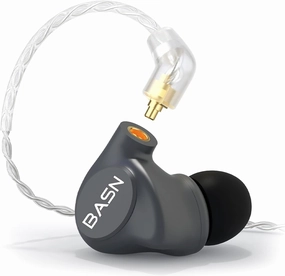 BASN Metalen in-Ear Monitors Headphones,Musicians Noise Isolating 4 Drivers IEMs with Deep Bass, Two Detachable MMCX Cables with Case for Singers,Drummers,Bassists(Gray) in-ear monitors,hi-fi IEMs,studio earphones,