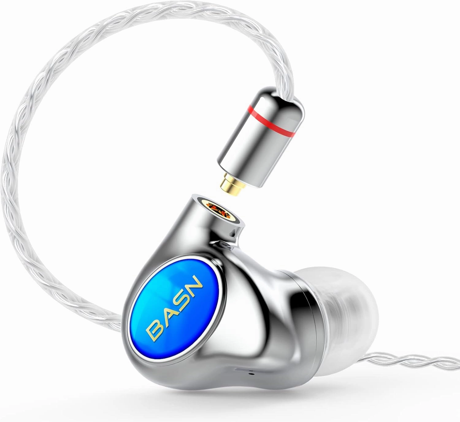 BASN Metalen PRO 4 Drivers in-Ear Monitors Headphones for Musicians, Noise Isolating Enhanced Bass Sound Earphones with CNC Metal Craft Shell, Wired Upgraded Detachable MMCX Cables(Sapphire) in-ear monitors,hi-fi IEMs,studio earphones,