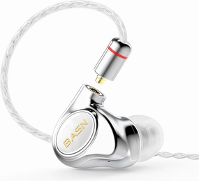 BASN Metalen PRO 4 Drivers in-Ear Monitors Headphones for Musicians, Noise Isolating Enhanced Bass Sound Earphones with CNC Metal Craft Shell, Wired Upgraded Detachable MMCX Cables(White) in-ear monitors,hi-fi IEMs,studio earphones,
