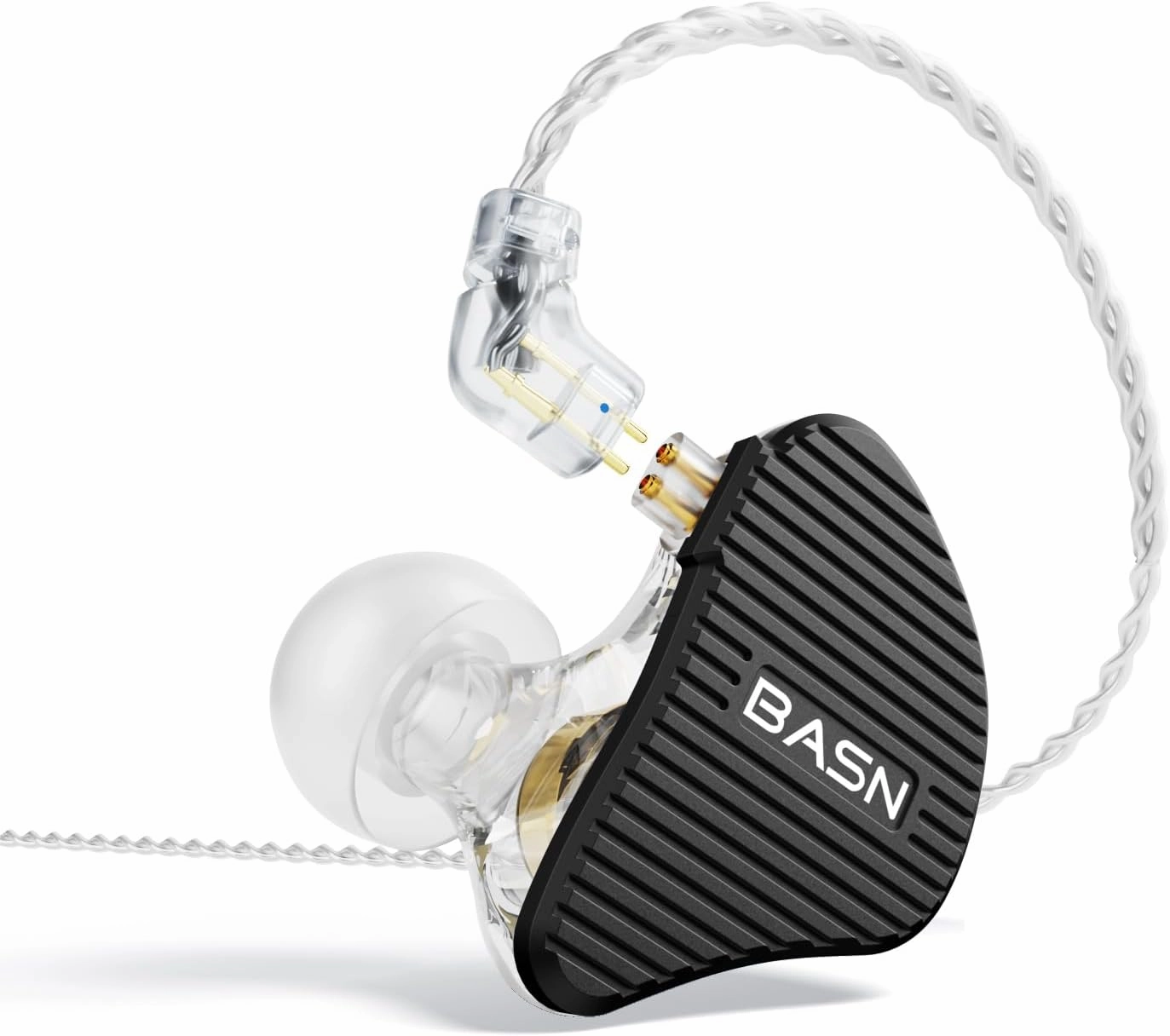 BASN Mix-PD in Ear Monitor,1Planar Driver   1Dynamic Driver HiFi IEM Earphones with CNC Crafted Metal Cover, Wired 0.78mm 2-Pin Silver Plated Detachable Cable for Musicians (Black) in-ear monitors,hi-fi IEMs,studio earphones,
