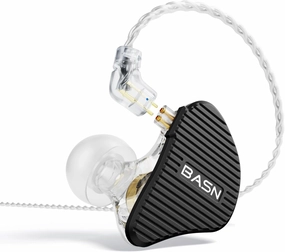 BASN Mix-PD in Ear Monitor,1Planar Driver   1Dynamic Driver HiFi IEM Earphones with CNC Crafted Metal Cover, Wired 0.78mm 2-Pin Silver Plated Detachable Cable for Musicians (Black) in-ear monitors,hi-fi IEMs,studio earphones,