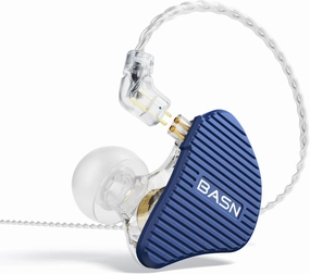 BASN Mix-PD in Ear Monitor,1Planar Driver   1Dynamic Driver HiFi IEM Earphones with CNC Crafted Metal Cover, Wired 0.78mm 2-Pin Silver Plated Detachable Cable for Musicians (Blue) in-ear monitors,hi-fi IEMs,studio earphones,