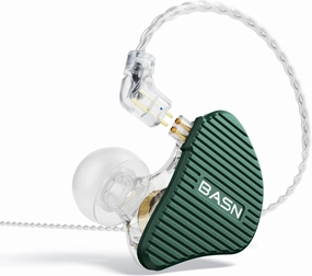 BASN Mix-PD in Ear Monitor,1Planar Driver   1Dynamic Driver HiFi IEM Earphones with CNC Crafted Metal Cover, Wired 0.78mm 2-Pin Silver Plated Detachable Cable for Musicians (Green) in-ear monitors,hi-fi IEMs,studio earphones,