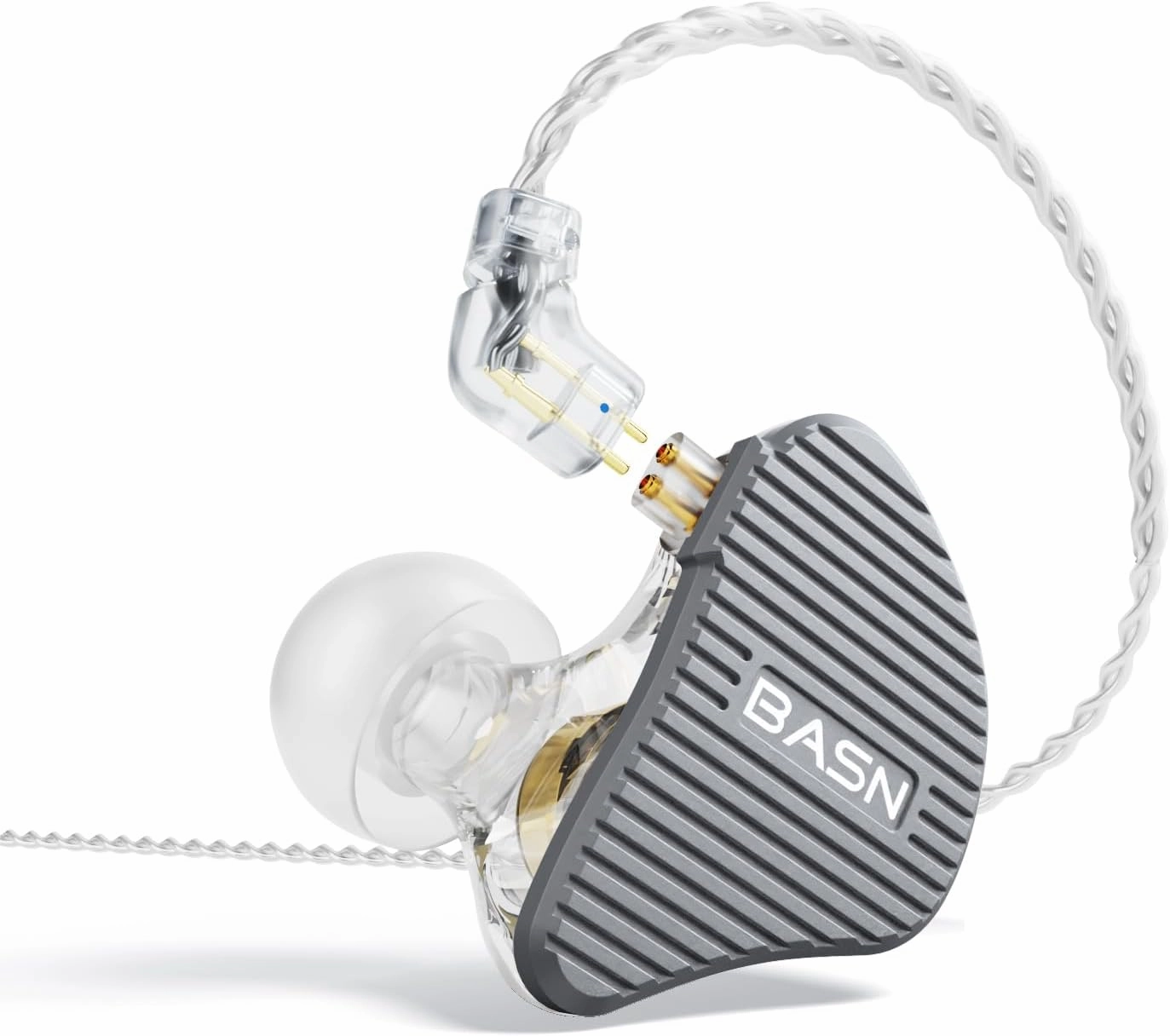 BASN Mix-PD in Ear Monitor,1Planar Driver   1Dynamic Driver HiFi IEM Earphones with CNC Crafted Metal Cover, Wired 0.78mm 2-Pin Silver Plated Detachable Cable for Musicians (Metallic Grey) in-ear monitors,hi-fi IEMs,studio earphones,