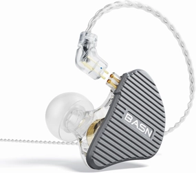 BASN Mix-PD in Ear Monitor,1Planar Driver   1Dynamic Driver HiFi IEM Earphones with CNC Crafted Metal Cover, Wired 0.78mm 2-Pin Silver Plated Detachable Cable for Musicians (Metallic Grey) in-ear monitors,hi-fi IEMs,studio earphones,