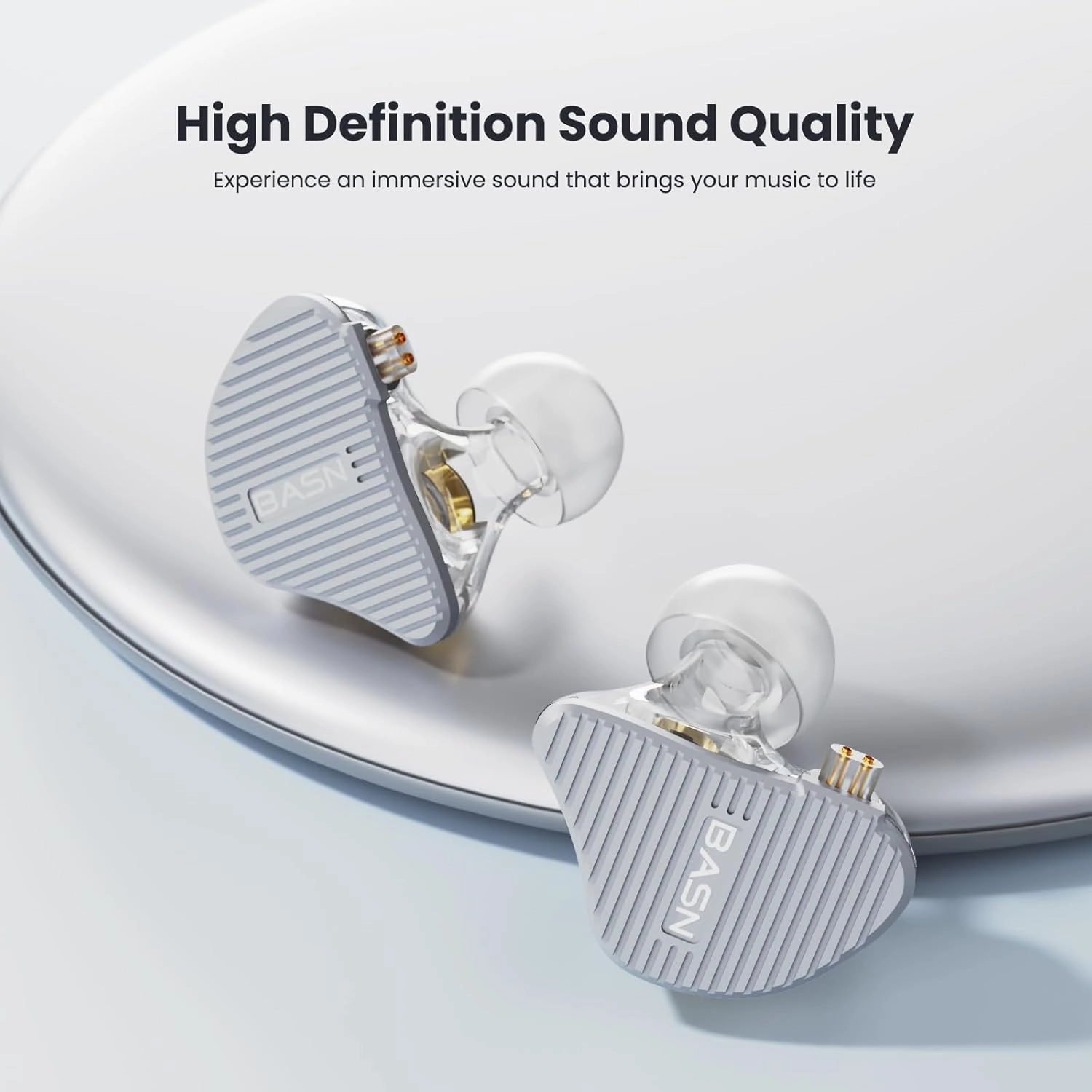 BASN Mix-PD in Ear Monitor,1Planar Driver   1Dynamic Driver HiFi IEM Earphones with CNC Crafted Metal Cover, Wired 0.78mm 2-Pin Silver Plated Detachable Cable for Musicians (Silver)