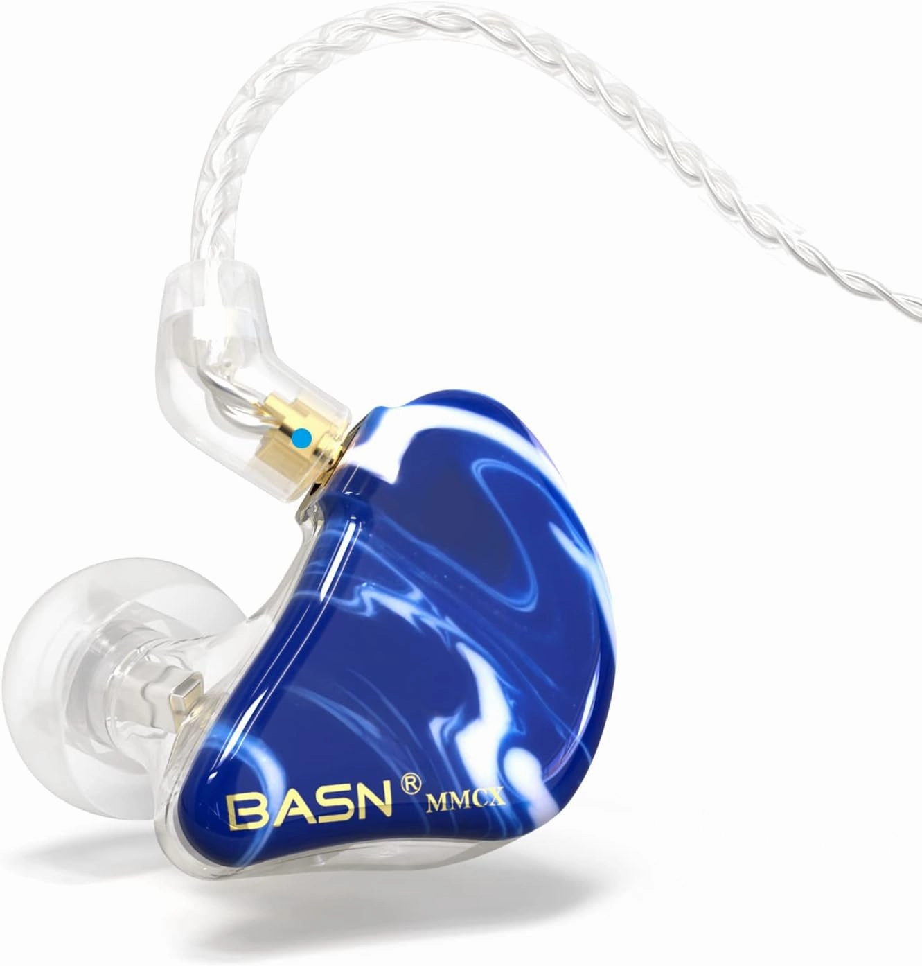 BASN MMCX in Ear Monitor Headphones, Musicians Triple Driver Noise Isolating Earphones with 2 Upgraded Detachable Cables (Ice Blue) in-ear monitors,hi-fi IEMs,studio earphones,