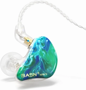 BASN MMCX in Ear Monitor Headphones, Musicians Triple Driver Noise Isolating Earphones with 2 Upgraded Detachable Cables (Ice Green) in-ear monitors,hi-fi IEMs,studio earphones,