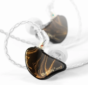 BASN MMCX in Ear Monitor Headphones,Triple Driver IEM in-Ear Earphone for Musician Drummer, Noise-Isolation HiFi Stereo Earbuds with Two Detachable Cables(Golden Obsidian) in-ear monitors,hi-fi IEMs,studio earphones,
