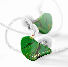 BASN MMCX in-Ear Monitors with Sound Isolation, Triple Driver Musicians HiFi Stereo IEMs Headphones with Upgraded Detachable Cables (Forest Green) in-ear monitors,hi-fi IEMs,studio earphones,