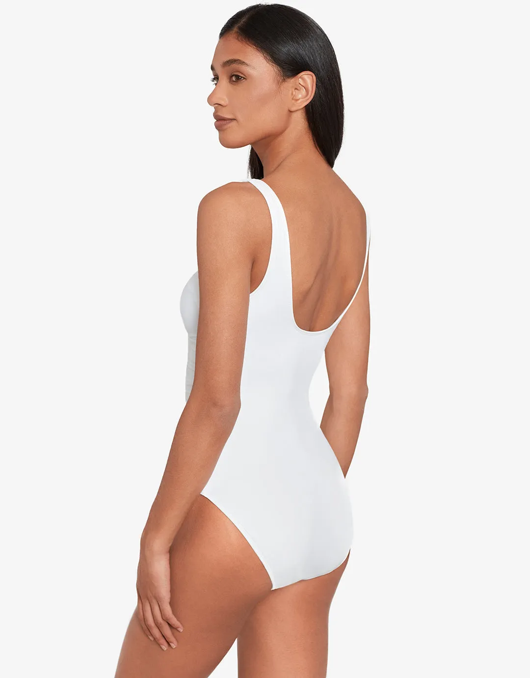 Beach Club Solids Ring OTS Swimsuit - White