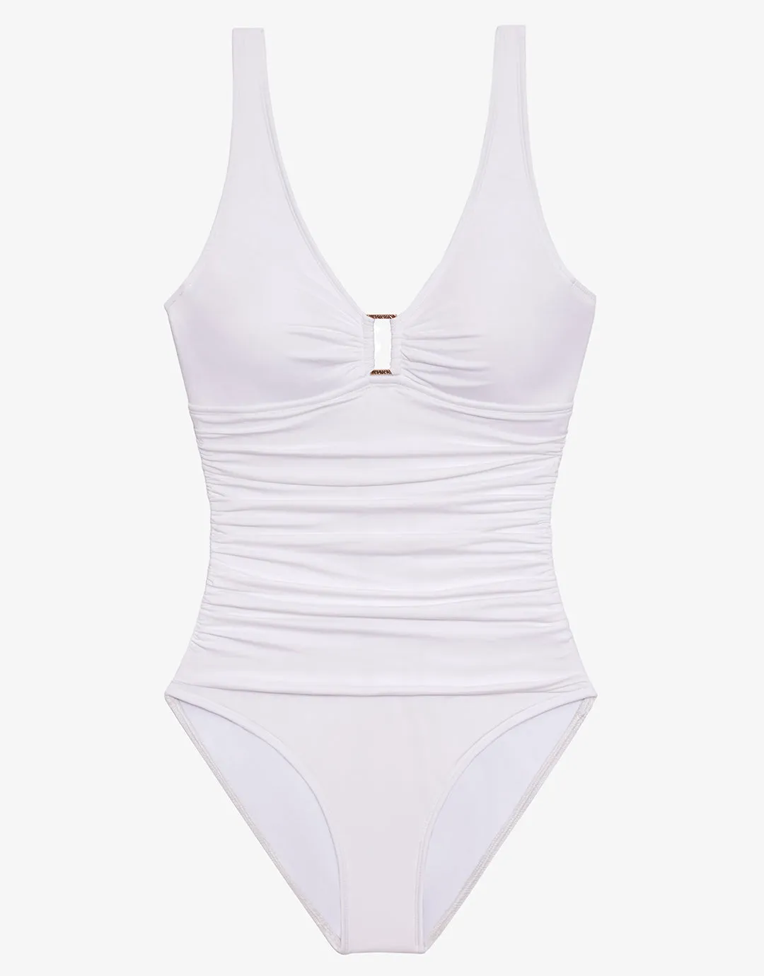 Beach Club Solids Ring OTS Swimsuit - White