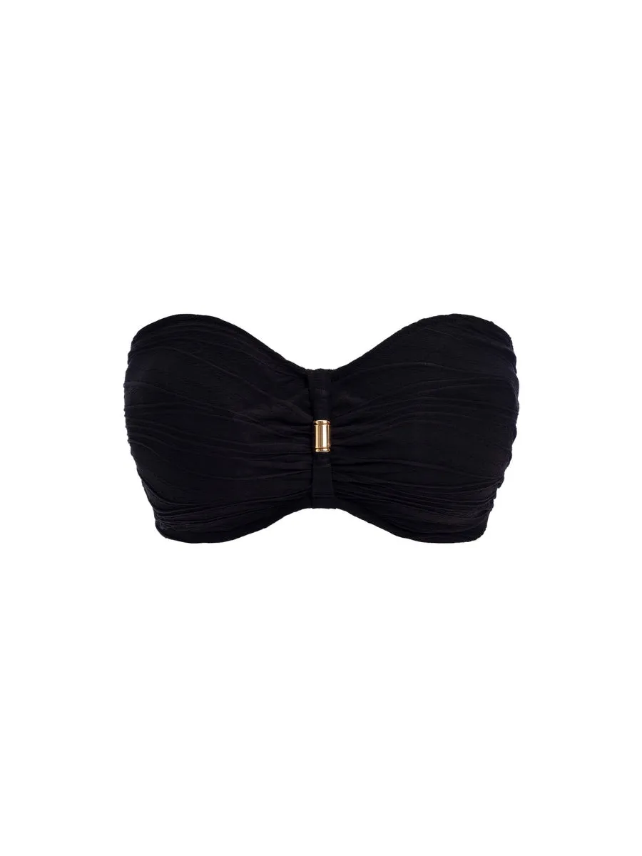 Beach Waves Bandeau Bikini Top - Black