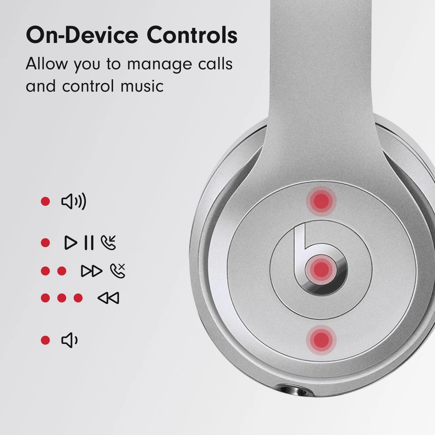Beats Solo3 - Wireless Bluetooth On-Ear Headphones, Apple & Android Compatible, Up to 40H of Battery Life - Silver (Latest Model)