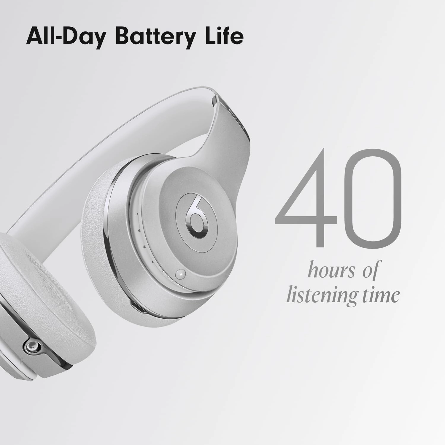 Beats Solo3 - Wireless Bluetooth On-Ear Headphones, Apple & Android Compatible, Up to 40H of Battery Life - Silver (Latest Model)