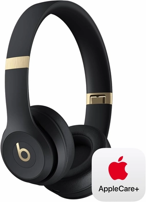Beats Solo 4 -Wireless Bluetooth on Ear Headphones with AppleCare  (2 Years) - Black & Gold over-ear headphones,closed back headphones,wireless studio cans,