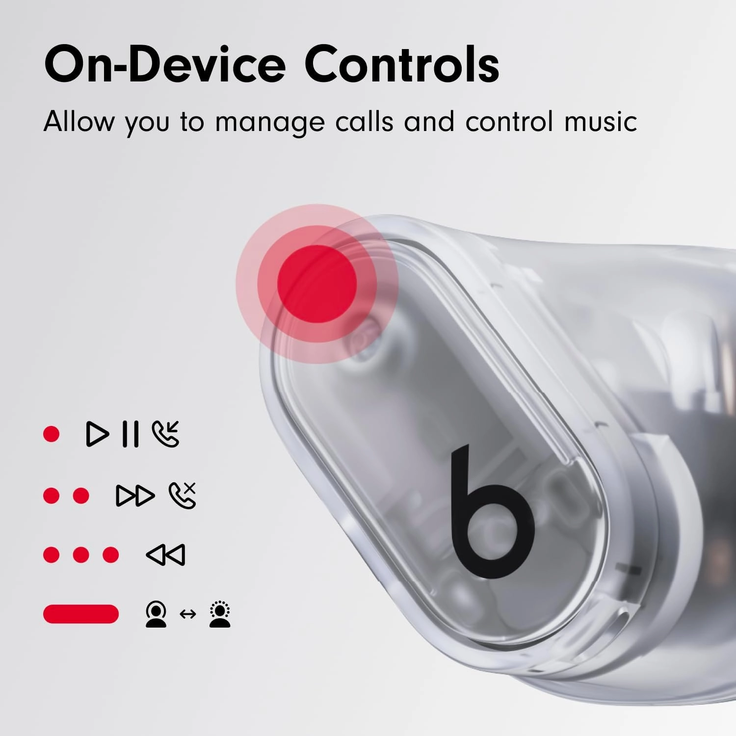 Beats Studio Buds   | True Wireless Noise Cancelling Earbuds, Enhanced Apple & Android Compatibility, Built-in Microphone, Sweat Resistant Bluetooth Headphones, Spatial Audio - Transparent