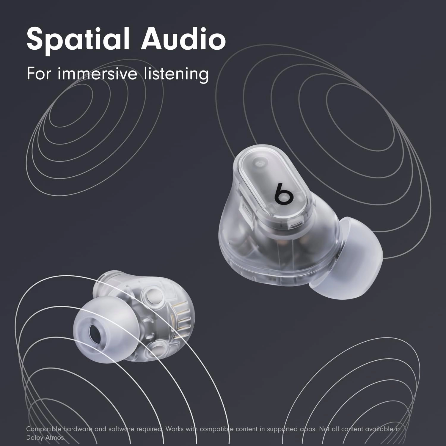Beats Studio Buds   | True Wireless Noise Cancelling Earbuds, Enhanced Apple & Android Compatibility, Built-in Microphone, Sweat Resistant Bluetooth Headphones, Spatial Audio - Transparent