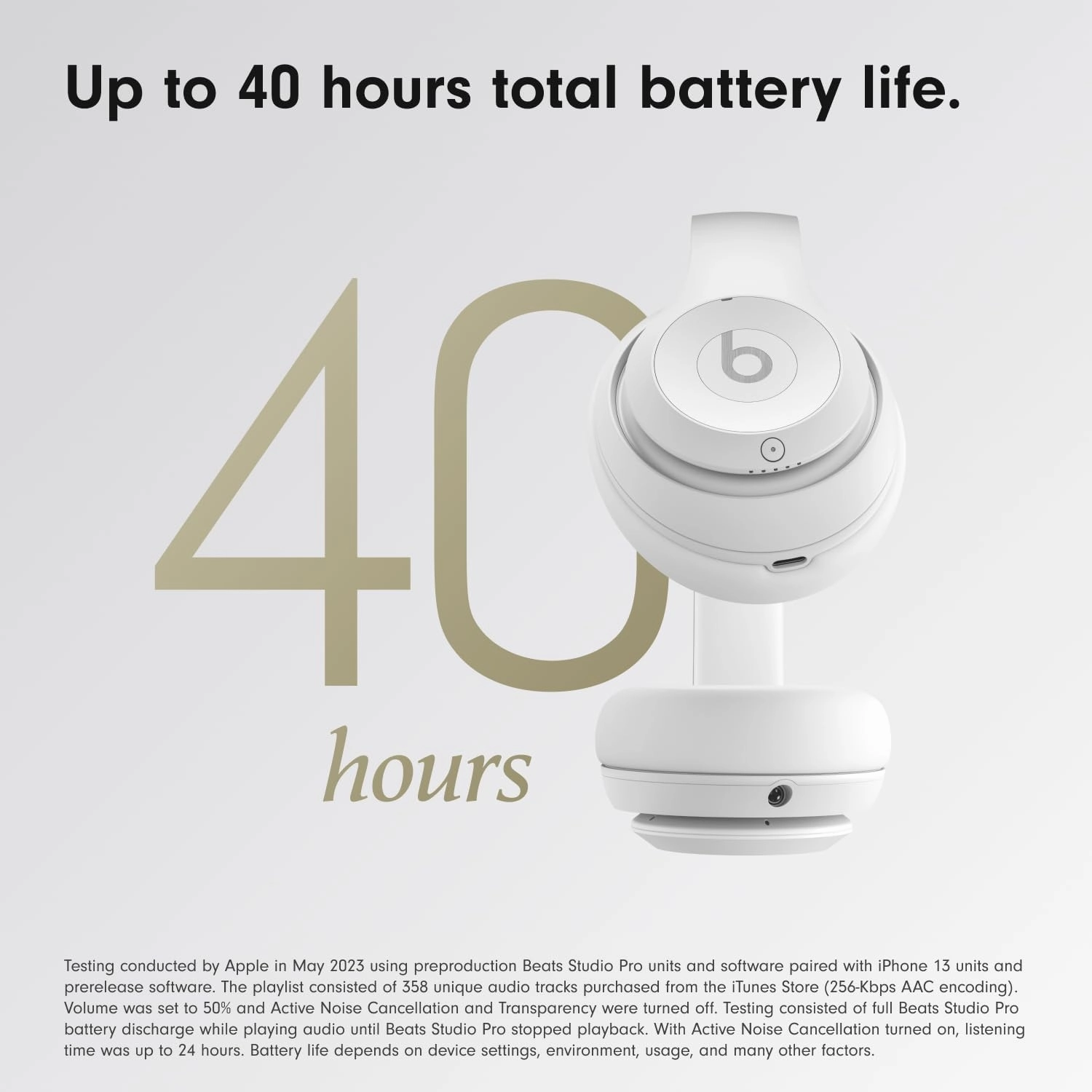 Beats Studio Pro - Wireless Bluetooth Noise Cancelling Headphones - Personalized Spatial Audio, USB-C Lossless Audio, Apple & Android Compatibility, Up to 40 Hours Battery Life - Matte White