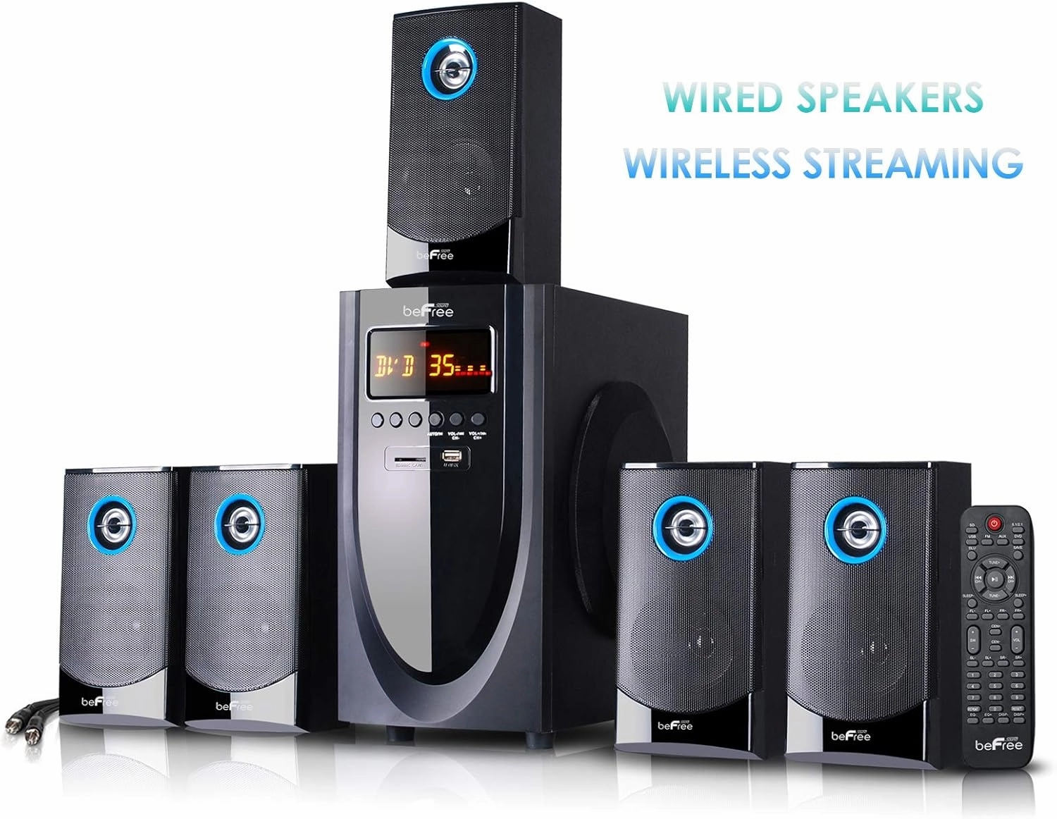 beFree Sound 5.1 Channel Bluetooth Surround Sound Speaker System in Black
