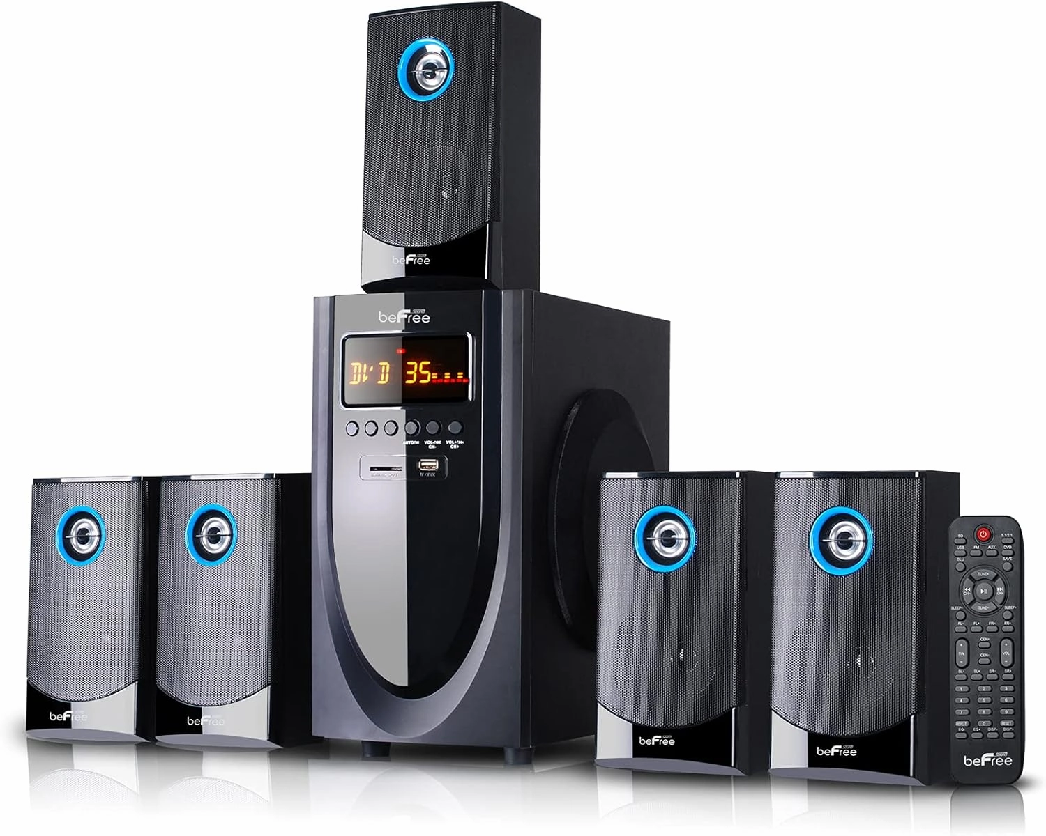 beFree Sound 5.1 Channel Bluetooth Surround Sound Speaker System in Black surround sound system,cinema audio kit,5.1 surround package,