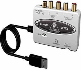 Behringer UFO202-BK USB Audio Interface Vinyl Recording Bundle, Black audio interface,USB interface,music recording input,