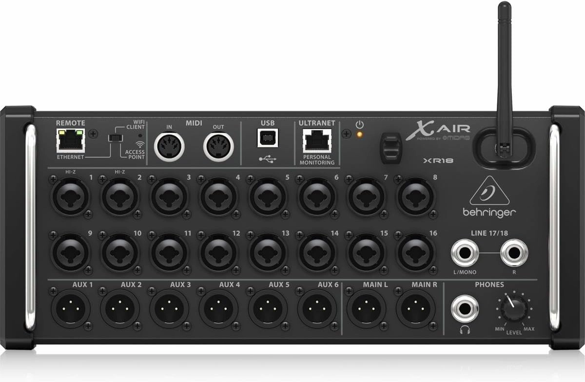 Behringer X AIR XR18 18-Channel, 12-Bus Digital Mixer for iPad/Android Tablets with 16 Programmable Midas Preamps, Integrated Wifi Module and Multi-Channel USB Audio Interface audio interface,USB interface,music recording input,