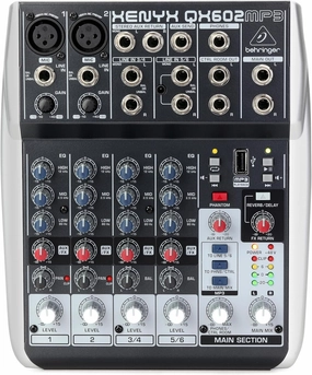 Behringer Xenyx QX602MP3 Mixer with USB MP3 Playback mixer console,audio mixing desk,DJ console,