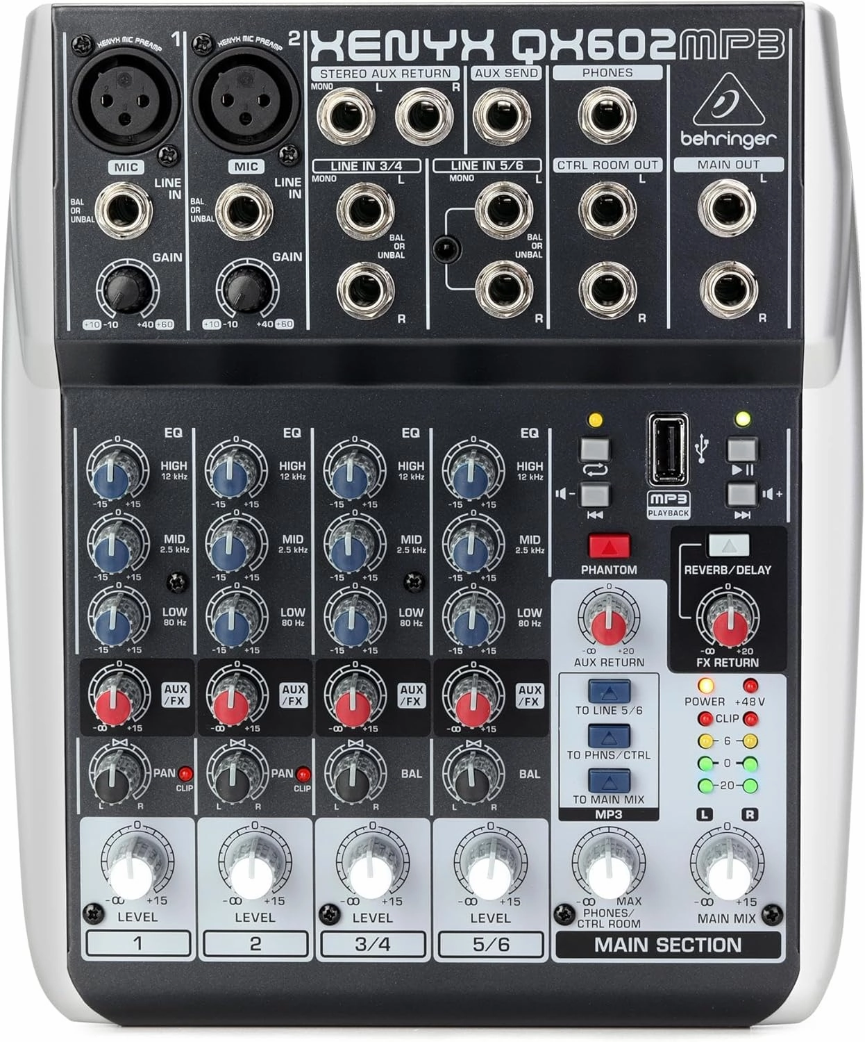 Behringer Xenyx QX602MP3 Mixer with USB MP3 Playback mixer console,audio mixing desk,DJ console,