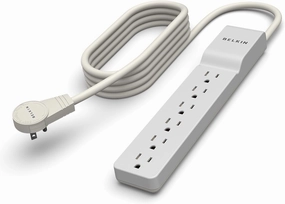Belkin 6-Outlet Surge Protector Power Strip, 6ft Cord, 360 Rotating Plug - 1080 Joules Protection power cord,hi-fi power cable,AC power lead,
