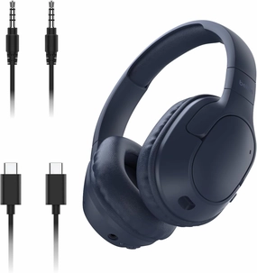 Belkin SoundForm Surround Bluetooth Over-Ear Headphones - Environmental Noise Cancelling Headphones - Wireless w/ 60H Playtime & Soft Ear Cups for iPhone, Galaxy, iPad, Travel, Home, or Office - Blue over-ear headphones,closed back headphones,wireless 